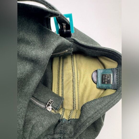 Auth Dark Fendi Green Jersey Fabric Baguette Shoulder Bag Preloved Purse - Picture 9 of 12